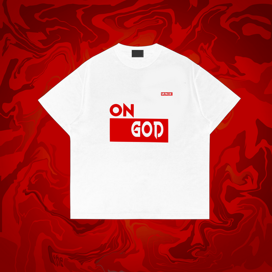 ON God - White Tee (Red Logo) - Oversize T-Shirt