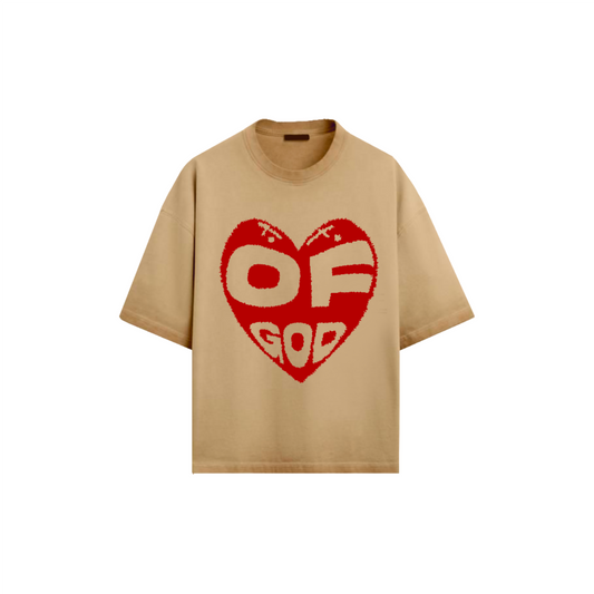 Love Of God -  Sand Short Sleeve T-shirt - Red Logo